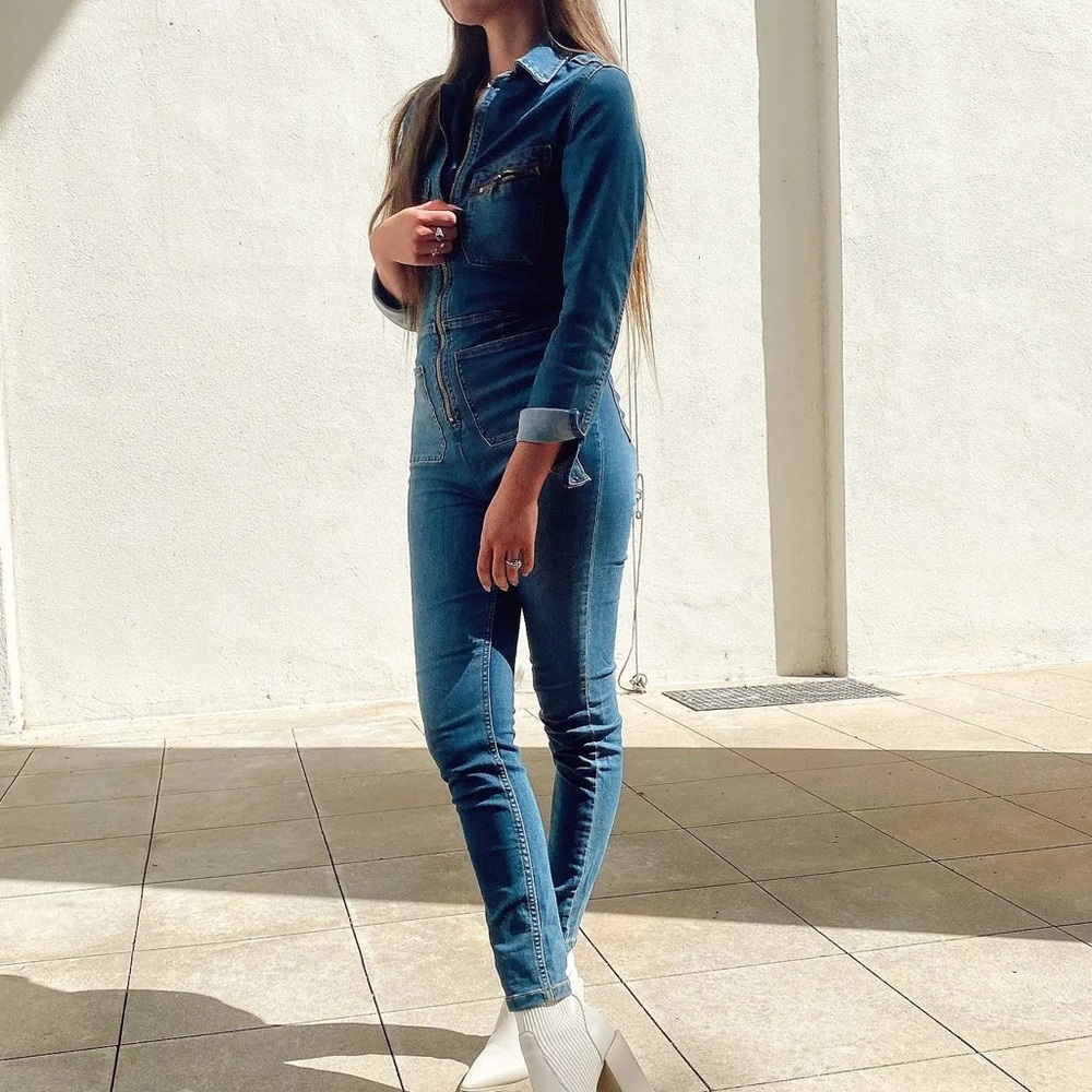 Free People Lennox Denim Jumpsuit